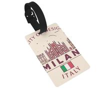 Milan Cityscape con etiquetas de equipaje impresas italianas, etiqueta de identificación, identificadores de equipaje para maletas, etiquetas de bolsa de mano, para mujeres y hombres