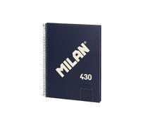 MILAN® Cuaderno A4 con espiral y tapa dura, 80 hojas blancas de 95 gr/m², colección 430 since 1918, azul