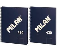 MILAN® Cuaderno A4 con espiral y tapa dura, 80 hojas blancas de 95 gr/m², colección 430 since 1918, azul (Paquete de 2)