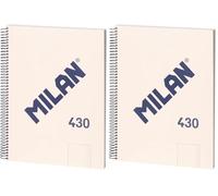 MILAN® Cuaderno A4 con espiral y tapa dura, 80 hojas blancas de 95 gr/m², colección 430 since 1918, beige (Paquete de 2)