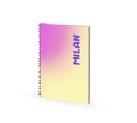 MILAN® Cuaderno A4 con espiral y tapa dura, papel a líneas, 90 hojas de 95 gr/m², colección Sunset, amarillo