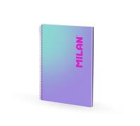 MILAN® Cuaderno A4 con espiral y tapa dura, papel a líneas, 90 hojas de 95 gr/m², colección Sunset, lila