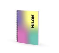 MILAN® Cuaderno A4 con espiral y tapa dura, papel cuadriculado, 120 hojas de 95 gr/m², colección Sunset