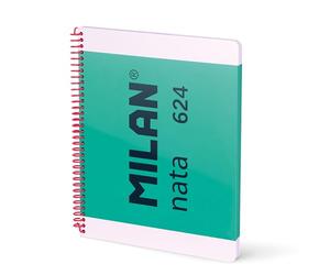 MILAN® Cuaderno A4 con espiral y tapa dura, papel cuadriculado, 80 hojas MILAN nata®, verde