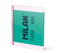 MILAN® Cuaderno A4 con espiral y tapa dura, papel cuadriculado, 80 hojas nata®, verde