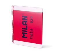 MILAN® Cuaderno A4 con espiral y tapa dura, papel pautado a líneas, 80 hojas nata®, rosa