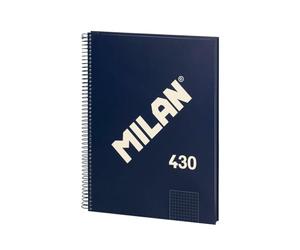 MILAN® Cuaderno A4 con tapa dura, cuadrícula 5x5mm, 80 hojas, papel de 95 gr/m², serie 1918, azul