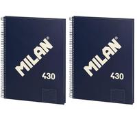 MILAN® Cuaderno A4 con tapa dura, cuadrícula 5x5mm, 80 hojas, papel de 95 gr/m², serie 1918, azul (Paquete de 2)