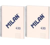 MILAN® Cuaderno A4 con tapa dura, cuadrícula 5x5mm, 80 hojas, papel de 95 gr/m², serie 1918, beige (Paquete de 2)