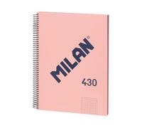 MILAN® Cuaderno A4 con tapa dura, cuadrícula 5x5mm, 80 hojas, papel de 95 gr/m², serie 1918, rosa