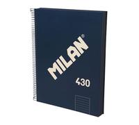 MILAN® Cuaderno A4 con tapa dura, papel a líneas (7 mm), 120 hojas de 95 gr/m², colección goma 430, azul