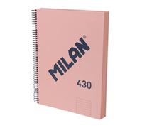 MILAN® Cuaderno A4 con tapa dura, papel a líneas (7 mm), 120 hojas de 95 gr/m², colección goma 430, rosa