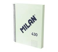 MILAN® Cuaderno A4 con tapa dura, papel cuadriculado (5 x 5 mm), 120 hojas de 95 gr/m², colección goma 430, verde