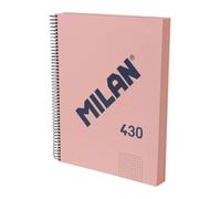 MILAN® Cuaderno A4 con tapa dura, papel cuadriculado (5 x 5 mm), 120 hojas de 95 gr/m², colección goma 430, rosa
