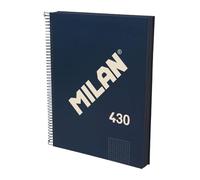 MILAN® Cuaderno A4 con tapa dura, papel cuadriculado (5 x 5 mm), 120 hojas de 95 gr/m², colección goma 430, azul