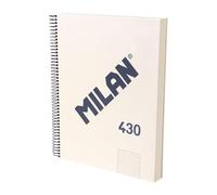 MILAN® Cuaderno A4 con tapa dura, papel cuadriculado (5 x 5 mm), 120 hojas de 95 gr/m², colección goma 430, beige