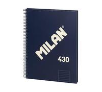 MILAN® Cuaderno A4 con tapa dura, papel pautado a líneas, 80 hojas, serie 1918, azul
