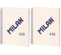 MILAN® Cuaderno A4 con tapa dura, papel pautado a líneas, 80 hojas, serie 1918, beige (Paquete de 2)
