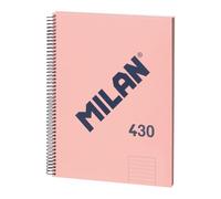 MILAN® Cuaderno A4 con tapa dura, papel pautado a líneas, 80 hojas, serie 1918, rosa