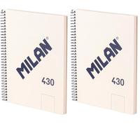 MILAN® Cuaderno A5 con espiral y tapa dura, 80 hojas blancas de 95 gr/m², colección 430 since 1918, beige (Paquete de 2)