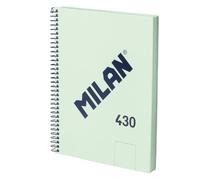 MILAN® Cuaderno A5 con espiral y tapa dura, 80 hojas blancas de 95 gr/m², colección 430 since 1918, verde