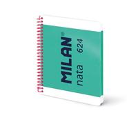 MILAN® Cuaderno A5 con espiral y tapa dura, papel blanco, 80 hojas de 95 gr/m², colección MILAN nata®, verde