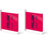 MILAN® Cuaderno A5 con espiral y tapa dura, papel blanco, 80 hojas de 95 gr/m², colección nata®, rosa (Paquete de 2)