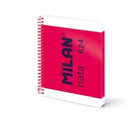 MILAN® Cuaderno A5 con espiral y tapa dura, papel cuadriculado, 80 hojas de 95 gr/m², colección nata®, rosa