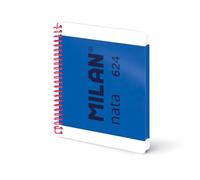 MILAN® Cuaderno A5 con espiral y tapa dura, papel cuadriculado, 80 hojas de 95 gr/m², colección nata®, azul
