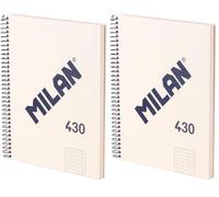 MILAN® Cuaderno A5 con tapa dura, cuadrícula 5 x 5 mm, 80 hojas de 95 gr/m², colección 430, beige (Paquete de 2)