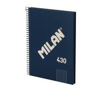 MILAN® Cuaderno A5 con tapa dura, cuadrícula 5 x 5 mm, 80 hojas de 95 gr/m², colección 430, azul