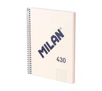 MILAN Cuaderno A5 Colección 430 – tapa dura, cuadriculado 5x5 mm, 80 hojas 95 g/m², beige