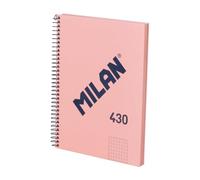 MILAN® Cuaderno A5 con tapa dura, cuadrícula 5 x 5 mm, 80 hojas de 95 gr/m², colección 430, rosa