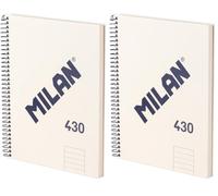 MILAN® Cuaderno A5 con tapa dura, papel a líneas (7 mm), 80 hojas de 95 gr/m², colección 430, beige (Paquete de 2)