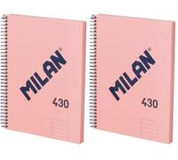 MILAN® Cuaderno A5 con tapa dura, papel a líneas (7 mm), 80 hojas de 95 gr/m², colección 430, rosa (Paquete de 2)