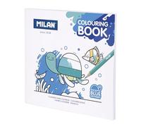 MILAN® Cuaderno para colorear 'Blue odyssey' - 21 x 21 cm - 1 unidad - Azul - 140gr - 20 dibujos de fauna marina - Papel sostenible - Recomendable a partir de 4 años