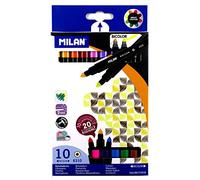 Milan EST. 10 Rotuladores Bicolor Maxi Gomas de borrar, No Aplica, Blanco, Pequeño