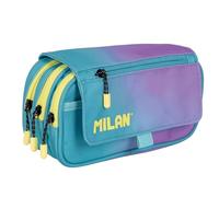 Milan® estuche portatodo 4 cremalleras con solapa sunset, turquesa