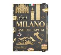 Milan Fashion Capital - Soporte para pasaporte de piel para viajes, fundas de pasaporte de gran capacidad para hombres, artículos esenciales de viaje, Milan Fashion Capital, Talla única, Moda