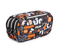 Milan Fingers - Estuche Portatodo Triple con Cuatro Cremalleras para Material Escolar