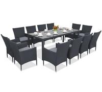 Milan/Granada 12 muebles de jardín technorattan con gran mesa Garden Point antracita