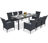 Milan/Granada 8 muebles de jardín technorattan con gran mesa Garden Point antracita