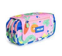 Milan Green Grow - Estuche Portatodo Triple con Cuatro Cremalleras para Material Escolar