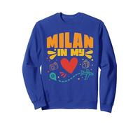 Milan in My Heart - Recuerdo de Viajero de Italia Sudadera, Unisex para Adultos, Azul Real, M