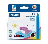 Milan 022XT12 Caja de 12 Plastipastel Maxi Triangulares, con 2 Colores Fluo
