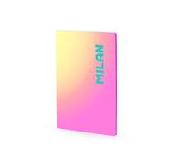 MILAN® Libreta A4 encolada, papel a líneas, 48 hojas de 95 gr/m², colección Sunset, rosa