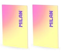 MILAN® Libreta A4 encolada, papel cuadriculado, 48 hojas de 95 gr/m², colección Sunset, amarillo (Paquete de 2)