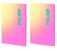 MILAN® Libreta A4 encolada, papel cuadriculado, 48 hojas de 95 gr/m², colección Sunset, rosa (Paquete de 2)