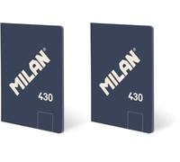 MILAN® Libreta A5 encolada, 48 hojas blancas de 95 gr/m², colección 430 since 1918, azul (Paquete de 2)