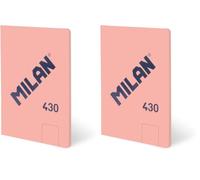 MILAN® Libreta A5 encolada, 48 hojas blancas de 95 gr/m², colección 430 since 1918, rosa (Paquete de 2)